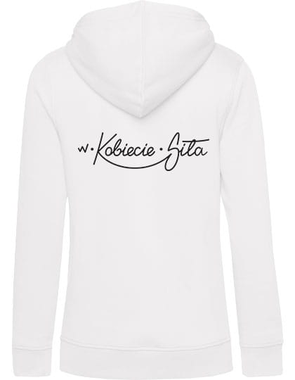Biała bluza z kapturem - W Kobiecie Siła